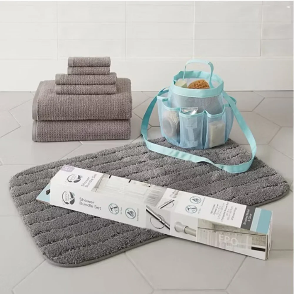 NWT Zenna Home 14 Piece Shower Rod Bundle Set Curtain Rings 70-72 In $50 FLD238